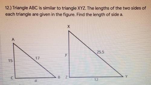 Triangle ABC is similar to triangle XYZ. The lengths of the two sides of each triangle are given in