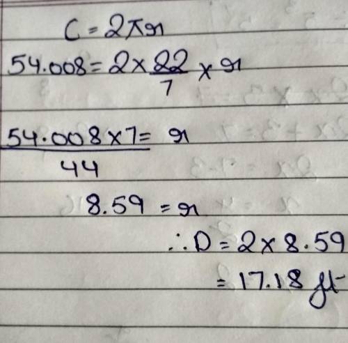 The circumference of a circle is 54.008 feet. What is the circle's diameter?