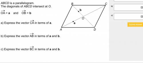 ABCD is a parrallelogram. The diagonals of ABCD intersect at O. Image attached.