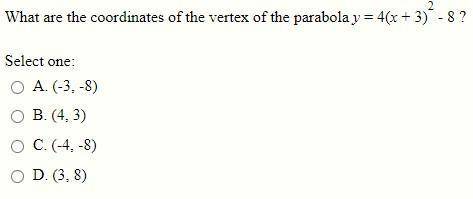 What are the coordinates of the vertex of the parabola?