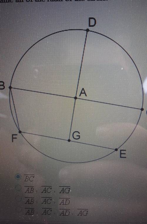 Name all of the radii of the circle​