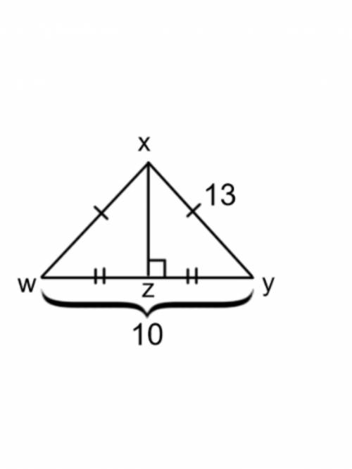 In isosceles triangle WXY, XY is 13 inches in length and WY is 10 inches. What is the length of XZ