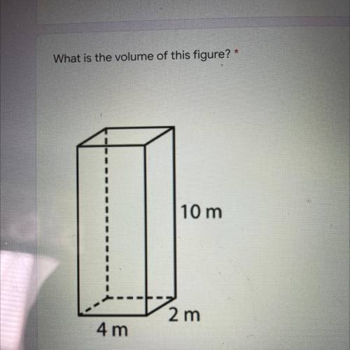 What is the volume of this figure? *
10 m
2 m
4 m