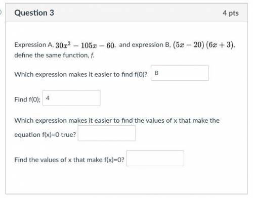 Which expression makes it easier to find the values of x that make the equation f(x)=0 true?
