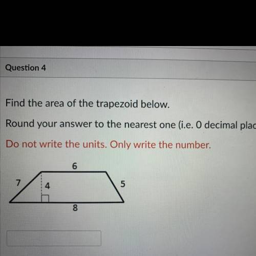 I need help ASAP, find the area of the trapezoid below