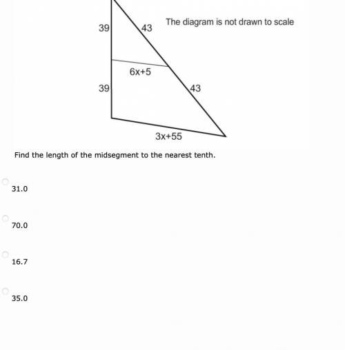 PLEASE HELP!!! Find the length of the midsegment to the nearest tenth.