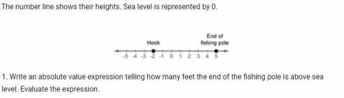 . Write an absolute value expression telling how many feet the end of the fishing pole is above sea