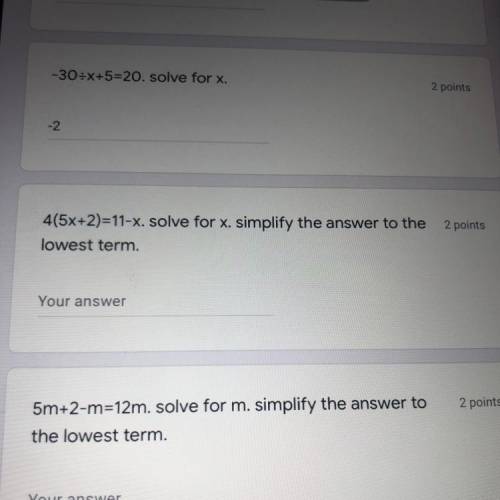 4(5x+2)=11-x solve for x. simplify the answer to
the lowest term