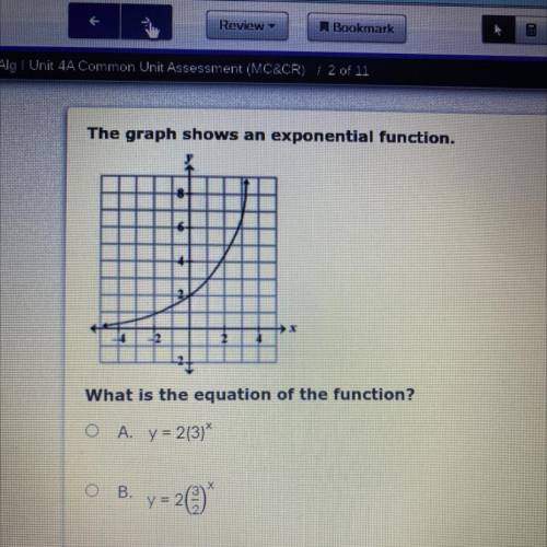 The graph does an exponential function. what is the equation of the function?