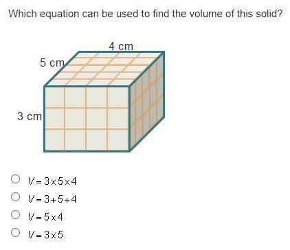 PLEASE HELP

Which equation can be used to find the volume of this solid?