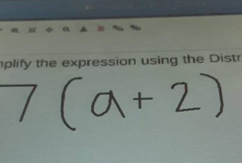 Simply the expression using the distributive property. PLEASE HELP​