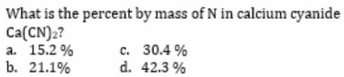 What is the percent by mass of N in calcium cyanide Ca(CN)2