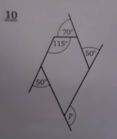 Find the size of the angle marked p​