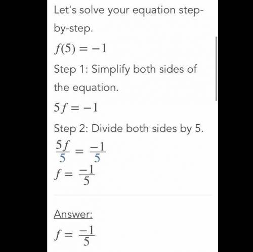 Write a linear equation f with f(5)=-1 and f(0)=-5