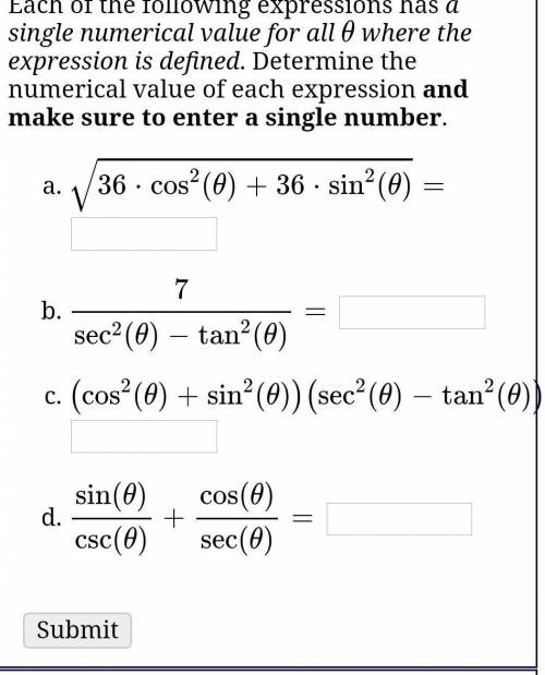 Each of the following expressions has a single numerical value for all θ where the expression is de