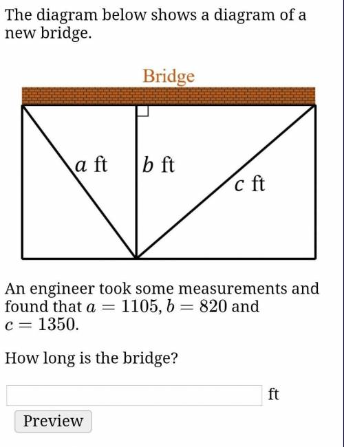 The diagram below shows a diagram of a new bridge.

An engineer took some measurements and found t