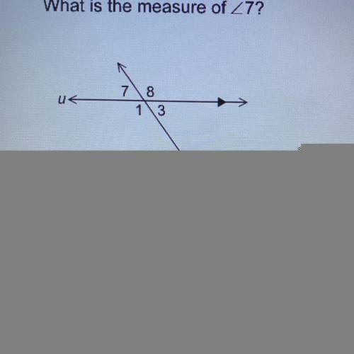What is the measure of <7?

7
ue
8
3
1
t
42
13706
А
33°
B
137°
43°
47°