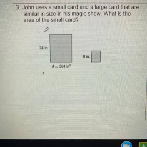 john uses a small card and a large card that are similar in size in his magic show. what is the are