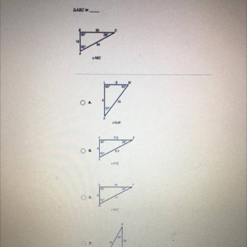 I NEED HELP ASAP PLEASEEE 

Which triangle makes this statement true?
ДАВС
с
30
90°
28°
16
3
