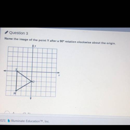 Name the image of the point y after 90 degrees rotation clockwise about the origin

(look at the p