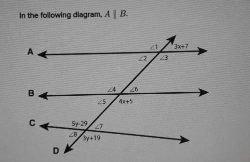 1. Use complete sentences to explain how the special angles created by the intersection of A and B