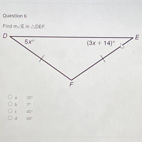 Find E in DEF
D=5, E=3x+14