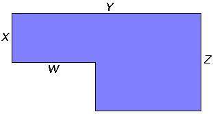 If X = 2 inches, Y = 10 inches, W = 4 inches, and Z = 4 inches, what is the area of the object?

A