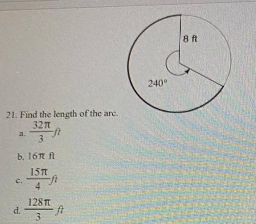 Finding the length of an arc
multiple choice question.with work/ explain.
