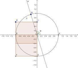 Find the area (A) of the shaded region DFG in terms of α

a) A = 1 - cos a
b) A = 1 + sen a
c) = 1