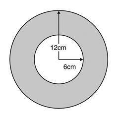 Which of the following is closest to the area of the shaded region below?

A.452 cm²
B.339 cm²
C.1