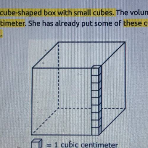 Do 5. Rebekah is filling a cube-shaped box with small cubes. The volume of each of these

cubes is