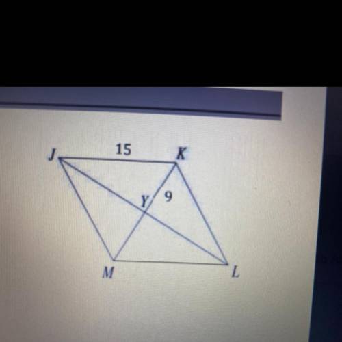 The diagram below depicts a rhombus. Find the length of JY