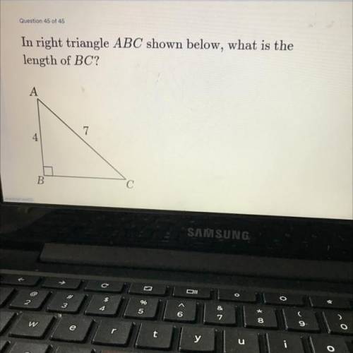 In right triangle ABC shown below, what is the length of BC?