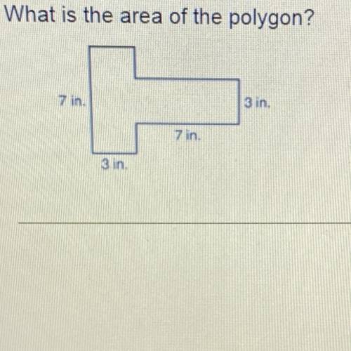 What is the area of the polygon?
7 in.
3 in.
7 in.
3 in