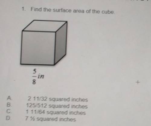 Find the surface area of the cube​