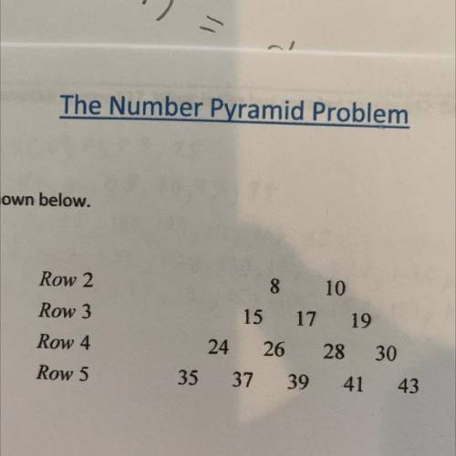 The Number Pyramid Problem

Prewrite:
1. Read over the problem. Do not write solve anything, or ta