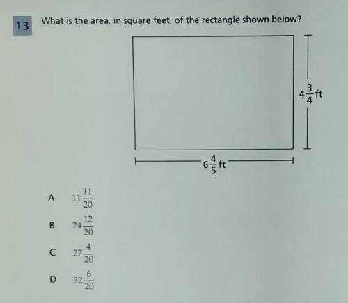 What is the area, in sqaure feet, if the rectangle shown below?​