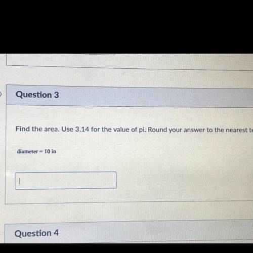 Find the area use 3.14 for the value of pi