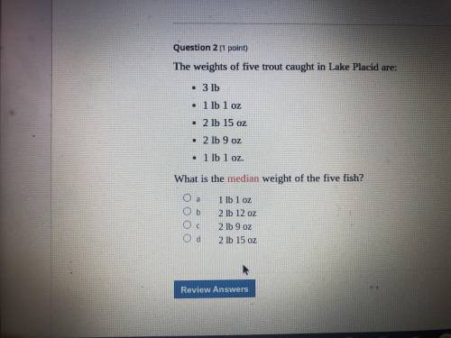 What is the median weight Of the five fish