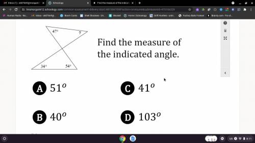 Find the measure of the indicated angle.

(image included)
Also I hope you all are doing well !!