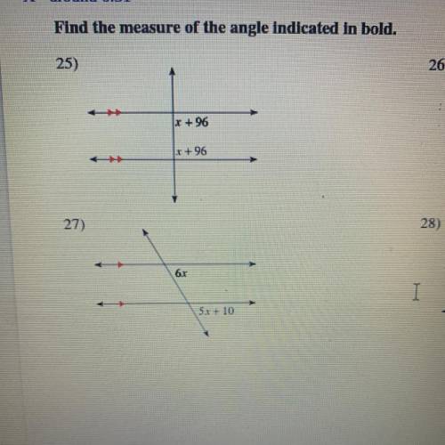 Can you find the measure of these to angles indicated in bold?