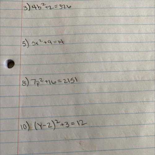 Solve each equation by taking square roots NEED THIS ASAP ILL GIVE BRAINLIEST