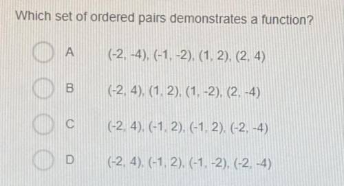 Which set of ordered pairs demonstrates a function?