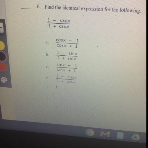 Find the identical expression for the following plz show work