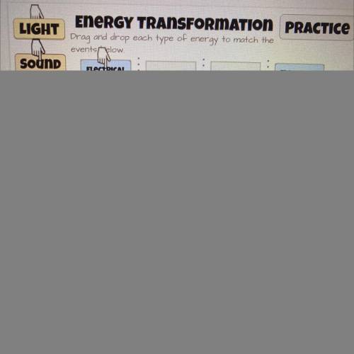 ENERGY TRANSFORMATION
Drag and drop each type of energy to match the
events/below