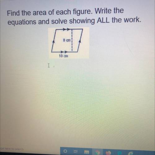 Hi, the answer is 80cm^2 provided by my teacher I just need help with the work.