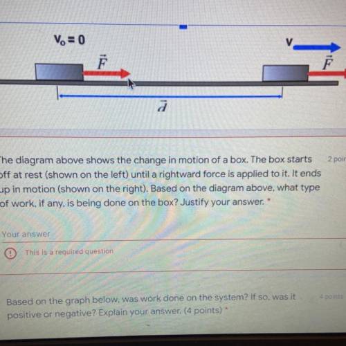 The diagram above shows the change in motion of a box. The box starts off at rest (shown on the lef