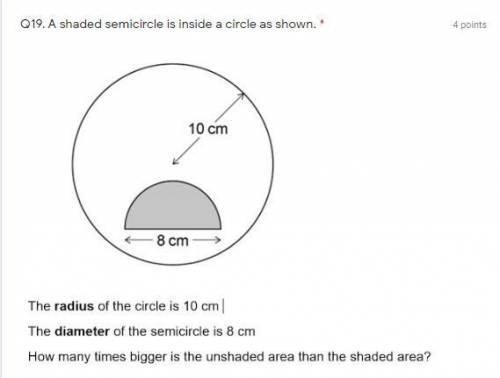 A shaded semicircle is inside a circle as shown.