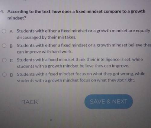 According to the text, how does a fixed mindset compare to a growth mindset?

A Students with eith