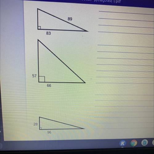 Find the length of the third side of each triangle.
HELP PLEASE